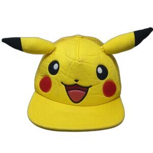 Pokémon Trucker Hat Yellow One Size Pikachu 3D Ears Mesh Snapback Anime Gaming